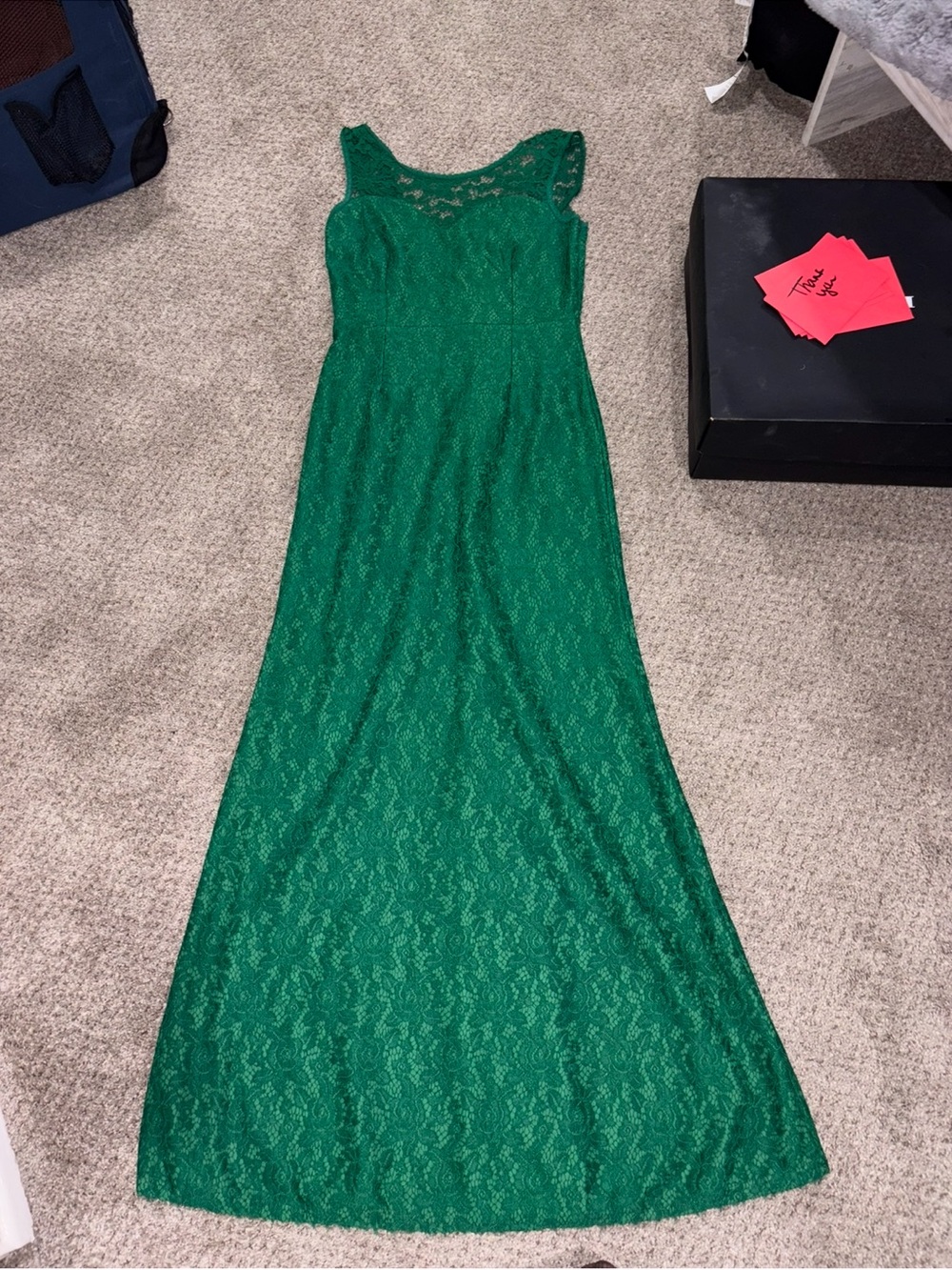 MIUSOL Emerald Green Floral Lace Maxi Dress Size M | Low Back Formal Gown - Picture 11 of 11